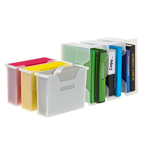 IRIS USA Small Portable Desktop File Box with Open Lid, 6 Pack, Side Handles, Hanging File Folders, Tabs & Inserts, Letter Size, Magazines, Newspapers, Mail, Books, Notebooks, Clear - style: Clear S - 6 Pack