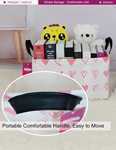 Rectangular Storage Basket Fabric Organizer Bin for Toys,Books,Clothes,Gifts,Pets-Perfect for Home,Office,Nursery,Dorm,Shelf(Rec-Pink hearts ) - color: Rec-Pink hearts
