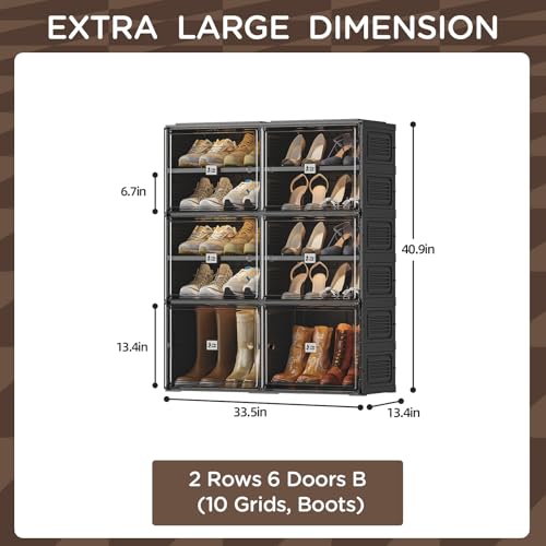 Vipbox Black Shoe Rack Organizer Cabinet for Closet Entryway,Clear Shoe Storage Boxes Stackable Sneaker Storage with Door Easy Assembly Shoe Cabinet with Lids Large 5 Tiers 20 Pairs - size: 5 Tiers 20 Pairs