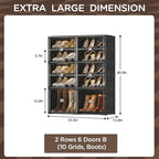 Vipbox Black Shoe Rack Organizer Cabinet for Closet Entryway,Clear Shoe Storage Boxes Stackable Sneaker Storage with Door Easy Assembly Shoe Cabinet with Lids Large 5 Tiers 20 Pairs - size: 5 Tiers 20 Pairs