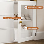 BOTLOG 2pcs Closet Organizer System, Wardrobe Closet with 3 Wooden Drawers, Clothes Rack with Hanging Rods and 4 Tiers Shelves, Garment Rack with Metal Frame, White and Gold