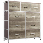 WLIVE 9-Drawer Dresser, Fabric Storage Tower for Bedroom, Hallway, Nursery, Closet, Tall Chest Organizer Unit with Fabric Bins, Steel Frame, Wood Top, Easy Pull Handle, Greige - color: Greige