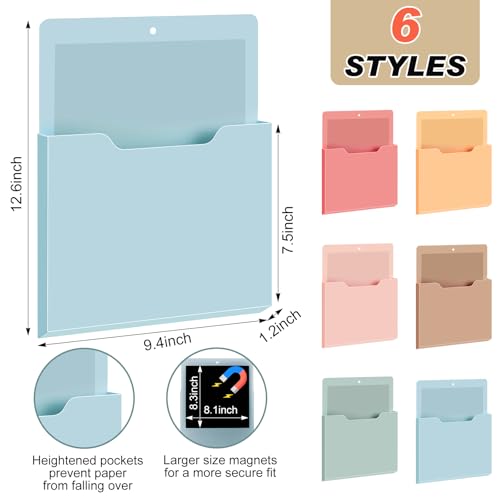 Fuutreo 6 Pcs Magnetic Wall File Organizer Magnetic Wall File Holder Refrigerator Magazine Holder for Mail Letters Paper(Light Vintage,Vertical-large) - color: Light Vintage, size: Vertical-Large
