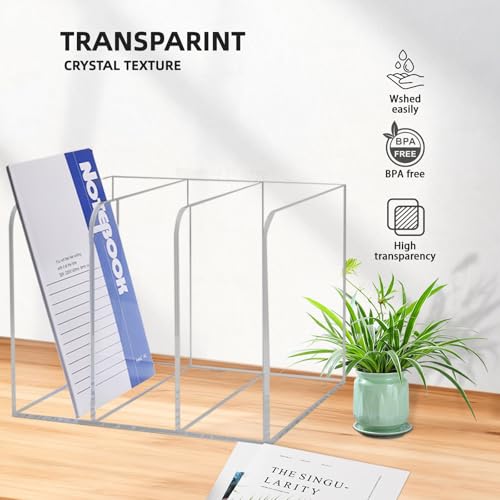 Clear Acrylic Magazine Holder with 3 Compartments, Desktop File Organizer, Vertical Document Sorter for Office Storage,Clear Acrylic Magazine Rack for Home School - color: Clear3