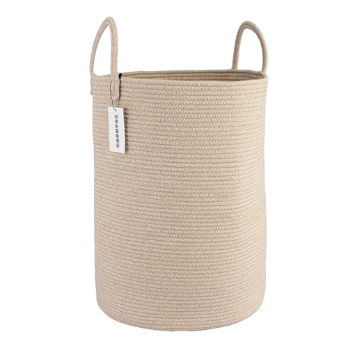 XUANGUO Cotton Rope Laundry Basket Hamper for Clothes Woven Storage Basket for Living Room Bedroom Boho Tall Rope Baskets for Blanket Toys Pillow Towels Baby Nursery Hamper Bin Large oatmeal - color: oatmeal, size: Large
