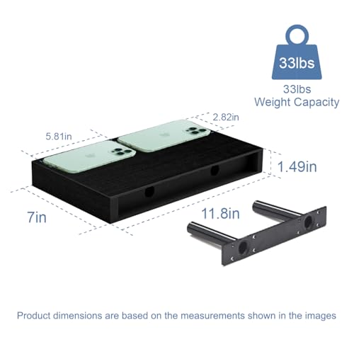Floating Shelves for Wall, Bathroom Shelves Over Toilet, Wall Shelves & Book Shelf for Room, Hanging Shelf, Modern Wooden Wall-Mounted Small Floating Shelves, 12x7x1.5 in (Black, Set of 4) - color: Black, size: 12"(set of 4)