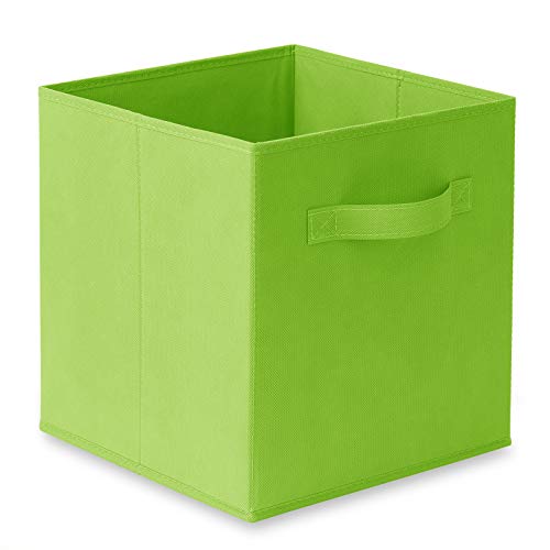 Casafield Set of 6 Collapsible Fabric Cube Storage Bins, Lime Green - 11" Foldable Cloth Baskets for Shelves, Cubby Organizers & More - color: Lime Green, size: 10.5" x 10.5" x 11"
