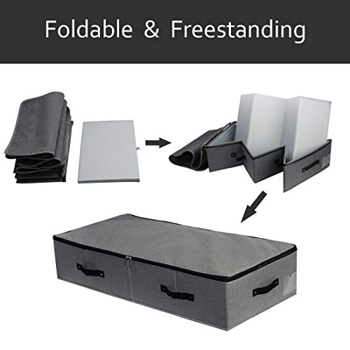 AMJ Extra Length Under Bed Storage Organization Containers for Shoes, Clothing, Bedding, 35.5 x 16.5 x 7“, Black Gray - color: Black Gray, size: 35.5 x 16.5 x 7“