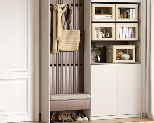 Homsorout Collapsible Storage Bins with Lids - Stackable Storage Boxes with Window, 15.7 Inch Fabric Organizing Bins for Closet, Home & Office Organization Baskets, Beige, 3 Pack - color: Beige, size: XL(3-Pack)