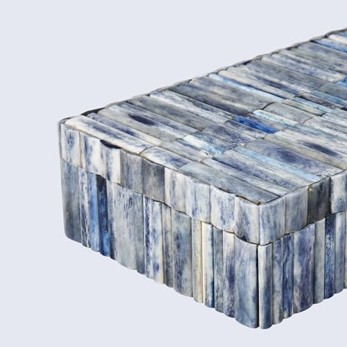 Handicrafts Home Decorative Storage Box 10x6 – Remote Organizer Box with Lid, Modern Decorative Keepsake Box, Boho Shelf Décor, Memory Box for Photos or Letters, Decorative Box for Table Décor - color: IVORY-OCEAN, size: 10x6x2.5 Inch