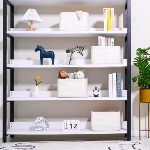 ICERZCZ Storage Baskets for Organizing, Woven Basket for Storage, Storage Baskets Bin for Shelves, Cotton Rope Basket with Handles, 12.5"Lx9.1"Wx7.9"H, (4 Packs) Off White - color: Off White, size: 12.5"(l)×9.1"(w)×7.9"(h)