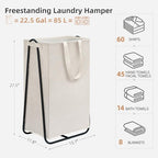 STORAGE MANIAC Laundry Hamper with Metal Rack, Large Laundry Basket with Triangle Frame, Collapsible Dirty Clothes Hamper with Handles for Dorm, College, Small Space, Closet, Bedroom, Beige - color: Beige