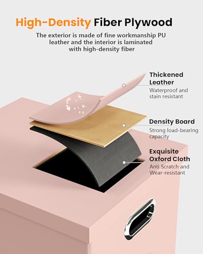 Oterri File Organizer Box with Lid, Portable Hanging File Box for Letter/Legal Files, Office/Decor/Home, Cream-pink (Leather), 1 Pack - color: Cream-pink(Leather), size: 1 pack