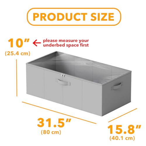 SpaceAid 2 Pack 10" High Under Bed Storage Containers, Large Underbed Storage Organizer Bins with Lids for Bedroom, Dorm, Clothes, Closet Organization, Bed Sheets and Blankets (Gray) - color: Gray
