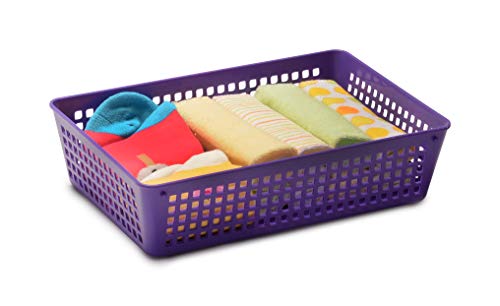 YBM HOME 3-Pack Plastic Storage Baskets Bins for Home Junk Drawer, Shelves, and Office Organization, Functional Trays/Containers Great for Kitchen Pantry, Cabinets, Bedrooms, and Bathrooms, Purple - color: Purple, size: 3