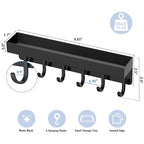 kuaima Magnetic Key Holder, Small Wall Mount Key Rack with Shelf for Fridge, 6 Metal Hooks, 9.65 Inch, 2 Installation Options, Black - color: Black
