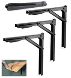 Wallmaster 24inch Folding Shelf Brackets Garage Heavy Duty Steel Max Load 500lb Floating Wall Mounted Collapsible Shelf Bracket Space Saving (Pack of 4, No Board) - style: 4 Pack