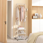 Kaitiemoo Heavy Duty Clothing Rack with Wheels,Modern Garment Rack with 3 Metal Shelves, 71.8Inches Display Rack for Hanging Clothes, Hanging Rod for Small Spaces,White - color: White