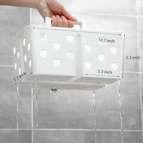 Anyoifax Portable Shower Caddy Plastic Basket Organizer Divided Bathroom Storage Tote With Handle for College, Dorm Room, Kitchen, White - color: White