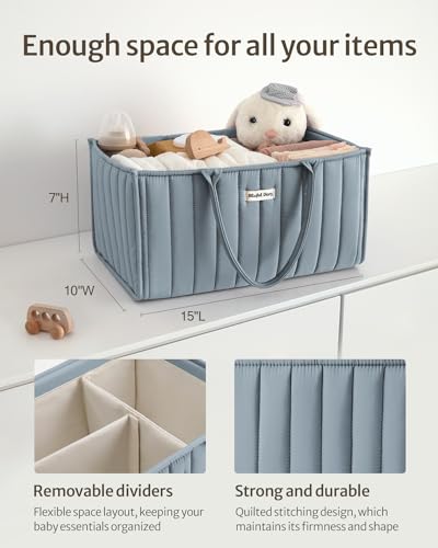 Blissful Diary Baby Diaper Caddy Organizer, Stylish Storage Basket for Newborn Essentials and Diaper Station, Gift for Baby Shower and Registry Must-Have, Dusty Blue - color: Dusty Blue