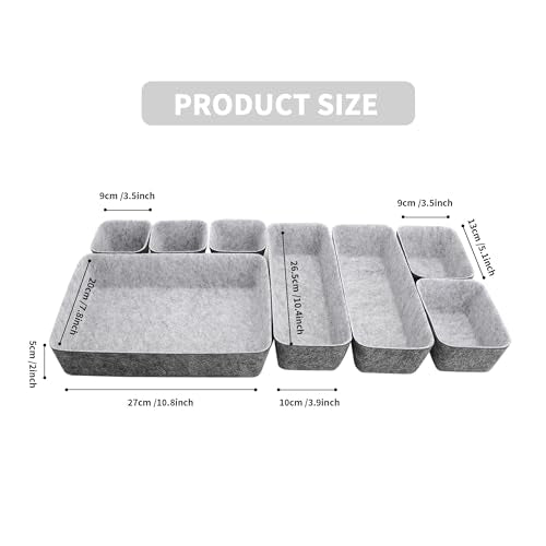 8pcs Drawer Organizers, Separators, Storage Box,Felt Storage Bins Inserts Tool Containers Toy Basket Shelf Cubes Foldable Drawer Dividers Desk Organisers -Grey Matching - color: Grey Matching