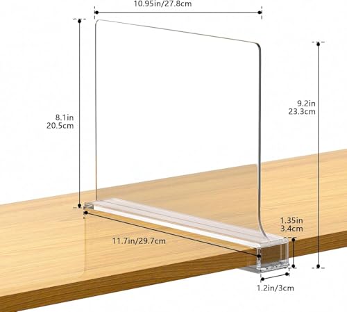 16 PCS Shelf Dividers for Closet Organization Acrylic Clear Closet Shelf Divider for Wooden Shelving Suitable for Wooden or Vertical Shelves Or Bedroom, Kitchen and Office - size: 16 pcs