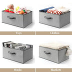 Storage Baskets, 15.7 Inch Woven Fabric Bins, Storage Cubes with Reinforced Handles, Organizer Bins for Closet Shelves, Foldable, for Toys, Clothes (3PCS/Grey-15.7*11*7.8inch)