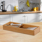 guiogc Bamboo Silverware Drawer Organizer, Kitchen Cutlery Tray,Utensil Holder for Spoons, Forks, Knives in Kitchen - size: Small