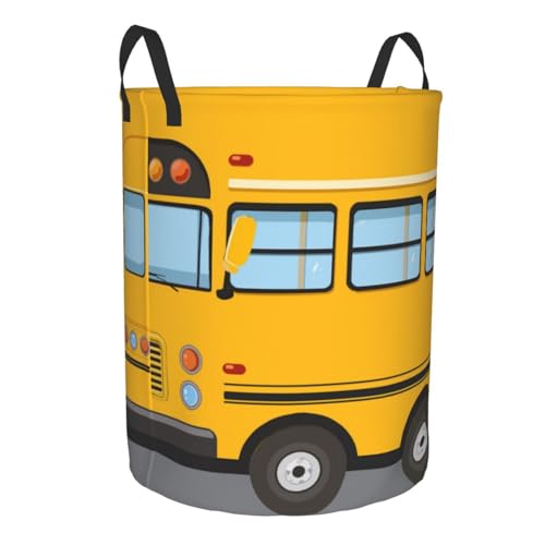 Bus Laundry Basket Storage Bin Foldable Laundry Hamper Clothes Storage Bucket Organizer 19.6x15.7 Inch For Laundry Room/Bedroom/Bathroom - color: Bus