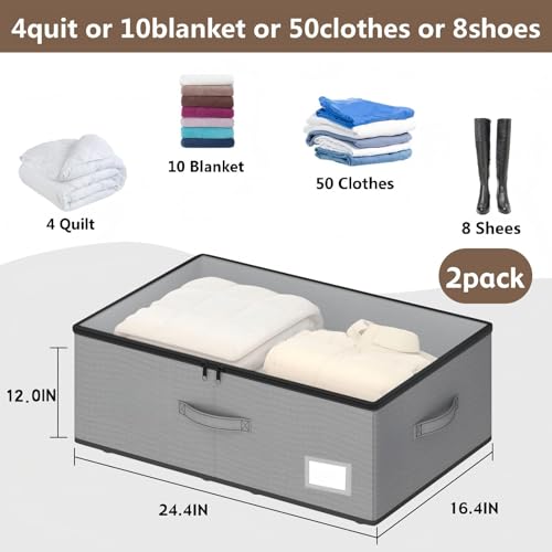 EE-RoomWorld Under Bed Storage with Wheels, No Assemble Required 12 inches height Under Bed Storage bins,Large capacity Rolling Underbed Shoe Storage containers，dorm underbed storage drawers - color: Grey, size: 12 inch height