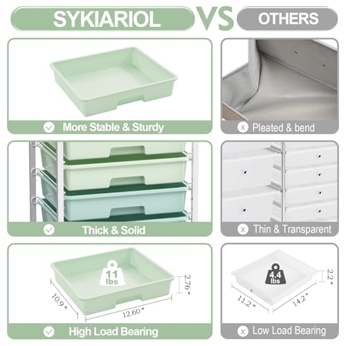 Rolling Storage Utility Cart Organizers with 8 Drawers and Wooden Tabletop for Living Room,Office,Classroom,Craft Room,Bedroom,Dorm,Green - color: Green