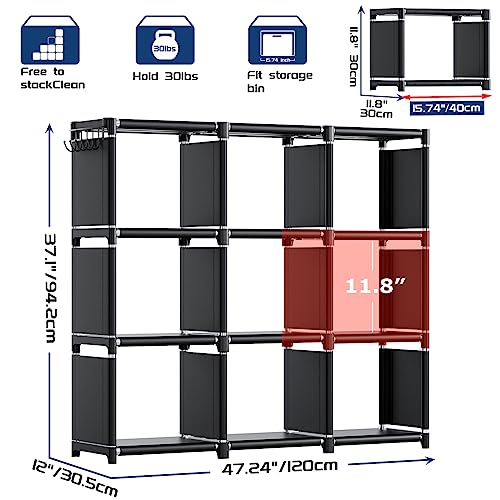 Mavivegue Book Shelf, 9 Cube Storage Organizer, DIY Bookcase, Metal Cube Bookshelf, Tall Book case for Bedroom, Living Room,Office, Closet Storage Organizer, Black Cubicle Storage Rack - color: Black, size: 9-Grid