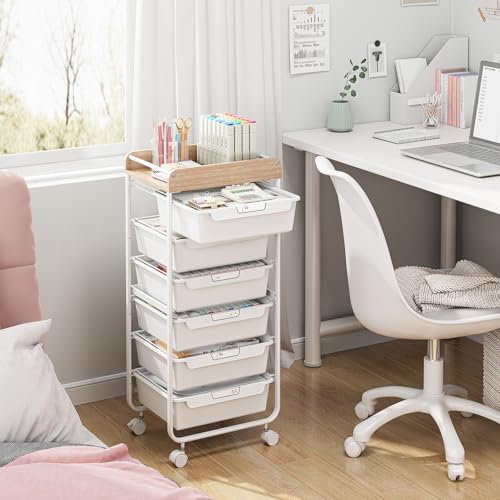 APEXCHASER Utility Cart with 6 Drawers,Rolling Storage Cart for Crafters Artists Kids Teacher Student Storage Arts Crafts & Sewing Study Supplies in Craft Room Dorm Classroom Kids Room-White - color: White, size: 6-Drawers