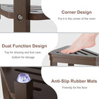 Boulphia Shower Foot Rest 14in, Acacia Wood Shower Stool for Shaving Legs (Walnut) - color: Walnut