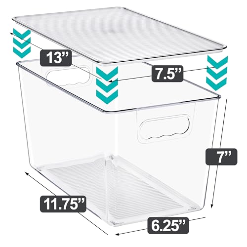 Sorbus Clear Storage Bins with Lids, 8 Pack X-Large Organization Bins with Handles – Clear Stackable Storage Containers for Storage, Pantry, Fridge, Cabinet, Closet & Kitchen Organization – BPA-Free - color: 8 Pack, size: X-Large, style: With Lid
