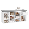 VASAGLE CUSTOS Collection - Storage Bench, Entryway Bench with Cushion, Drawer and Open Compartments, Bench with Storage, Living Room, Bedroom, Closet, White and Gray ULHS24WT - color: White + Gray