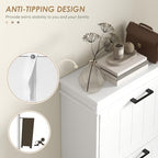 HOMCOM Shoe Storage Cabinet with 3 Flip Drawers, Freestanding Narrow Shoe Cabinet with Adjustable Shelves, Slim Hidden Rack Organizer for Entryway, Hallway, White