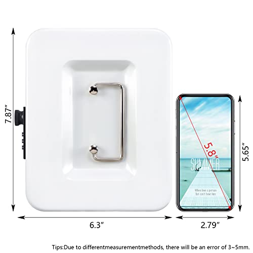 KYODOLED Cash Box with Combination Lock,Safe Metal Box for Money,Storage Lock Box with Money Tray,7.87"x 6.30"x 3.54" White Medium - color: White, size: Medium