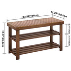 SMIBUY Bamboo Shoe Rack Bench, 3-Tier Shoe Organizer Storage Shelf for Entryway Hallway Bathroom Living Room (Walnut) - color: Walnut