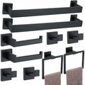 10 Pieces Bathroom Hardware Accessories Set Black, Bathroom Towel Rack Set SUS304 Stainless Steel, Square Bath Towel bar Set Heavy Duty, Wall Mounted - color: Matte Black, size: 16" 10pcs