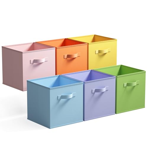 GRANNY SAYS 13 Inch Cube Storage Bins, Colorful Cube Storage Organizer, Fabric Storage Bins, Storage Cubes for Shelves, Closet, Toy Storage Bins for Kids Room, Play Room, Colour, 6-Pack - color: Pastel, size: 13 Inch-6 Pack