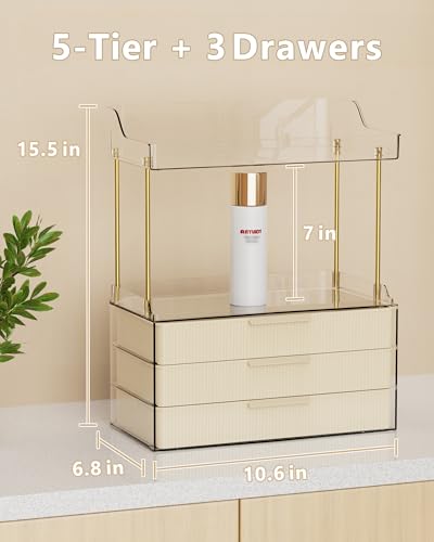Anylady Bathroom Organizers and Storage, Makeup Organizer (Sturdy Durable Attractive), Ideal for Vanity, Countertop, Counter, Perfume, Skincare, Cabinet, Cosmetic, Dresser Organizer (Cream) - color: Cream