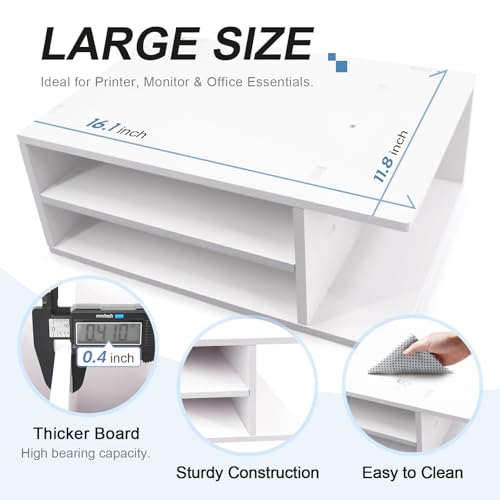SONGWAY Printer Stand with Storage for Desk - Desktop Printer Shelf, Monitor Stand Riser, Desk Paper Storage Organizer for Home Office