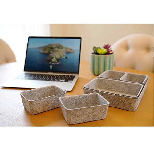 Welaxy Office drawer organizers trays felt storage bin organize dividers Box Dorm Home for stationery craft junk sorting 7-piece sleek minimalist lifestyle (gray) - color: gray