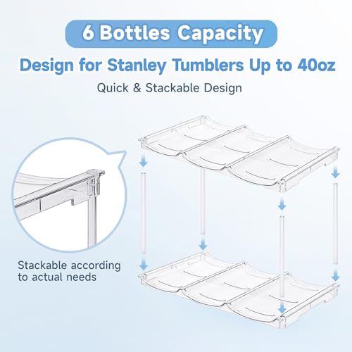 Stackable Water Bottle Organizer for Stanley 40 oz Tumbler, Water Bottle Holder for Cabinet, Pantry Kitchen Organizers and Storage for Stanley Cup Accessories, Tumbler Organizer and Wine Rack, 2Pack - size: SPO-JM-2Pack