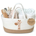 Giraffe Diaper Caddy Organizer for Baby Cotton Rope Nursery Storage Basket 17"x10.5"x7" with Removable Dividers Portable Changing Table Organizer, Car Caddy, Baby Shower Basket