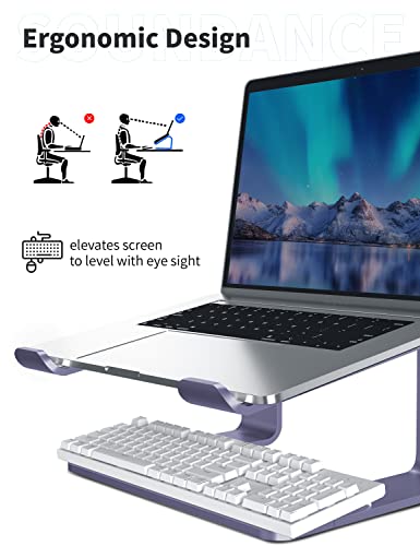 SOUNDANCE Laptop Stand, Aluminum Computer Riser, Ergonomic Laptops Elevator for Desk, Metal Holder Compatible with 10 to 15.6 Inches Notebook Computer, Purple - color: J-Purple, size: For 10 to 15.6 Inches Laptop