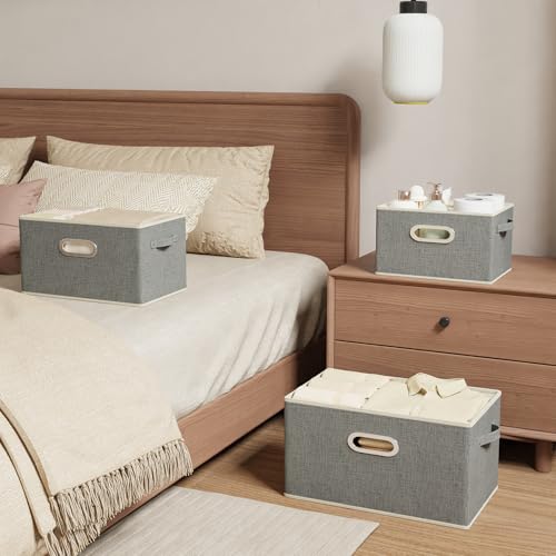 Fabric Open Storage Bins with Metal Handles, Collapsible Organizer Baskets, Foldable Cube Boxes for Shelves, Closet, Living Room, 13x9.1x7.9in, Grey, 4 Pack - color: Grey, size: 13x9.1x7.9 in(4 Pack)