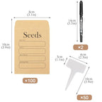 100 Pcs Seed Envelopes, 50 Pcs Plant Labels and 2 Marker Pens - color: Planting Accessories