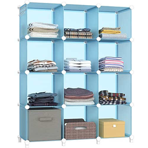 HOMIDEC Closet Organizer, 12-Cube Closet Organizers and Storage, Cube Storage Organizer for Kids, Closet, Bedroom, Bathroom, Office, Blue - color: Blue